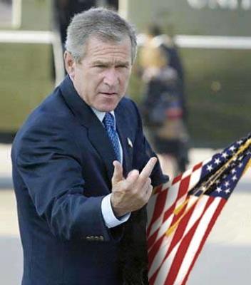 bush gives us the finger