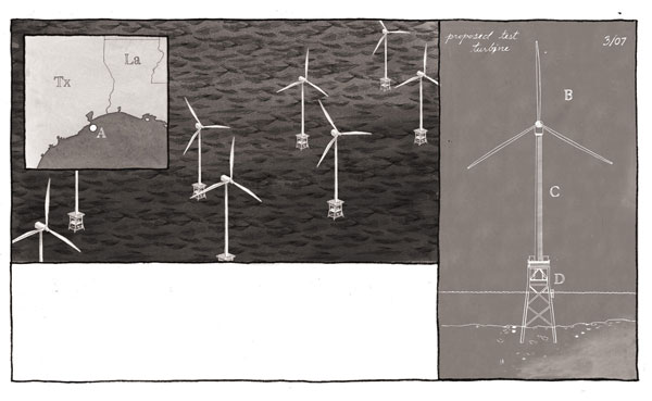wind farm on oil rigs
