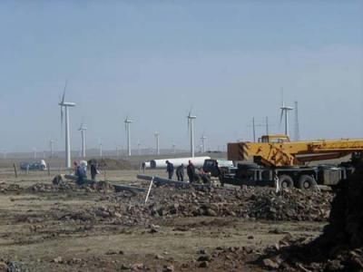 wind farm being built in Mongolia