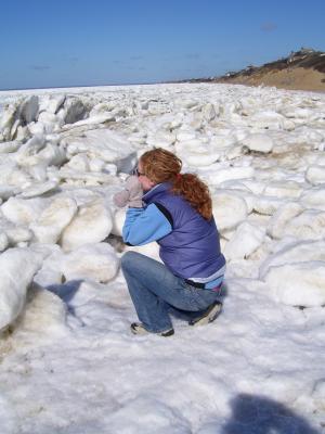 Tess taking picture of ice