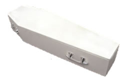plain white cardboard coffin