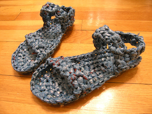 shoes made with plastic bags
