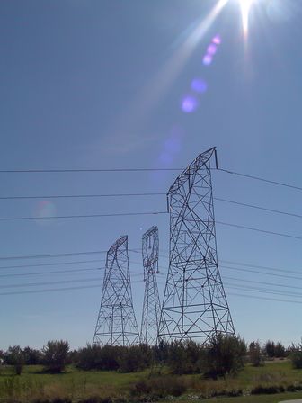 power lines in sun
