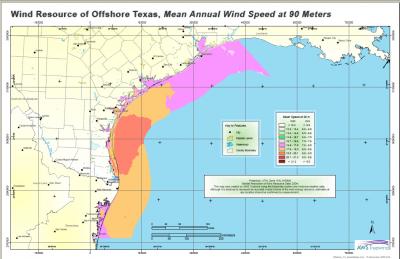 texas offshore wind speeds