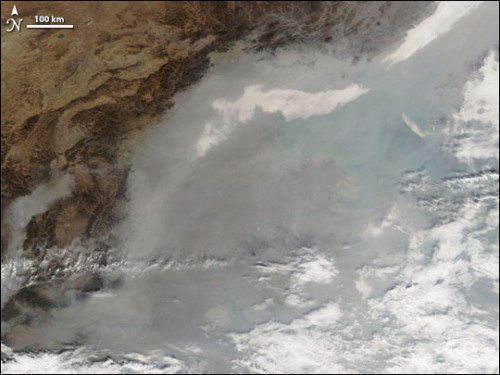 Thick smog often obscures the sky over Beijing and nearby regions. Residents are frequently warned to spend as little time as possible outdoors, due to the air pollution.