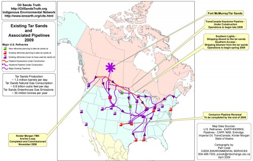 Existing Tar Sands and Associated Pipelines - 2009
